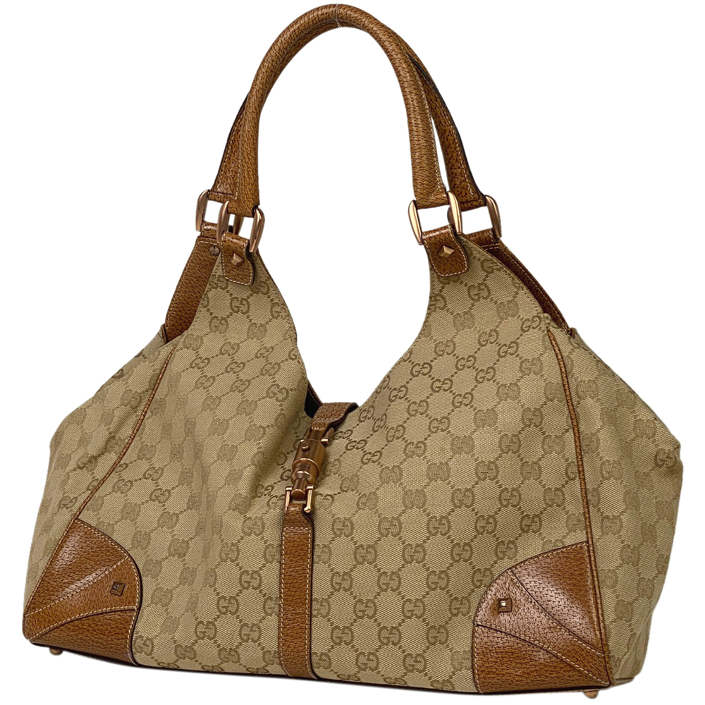 Gucci New Jackie Line Handbag GG Pattern Shoulder Bag GG Canvas Brown